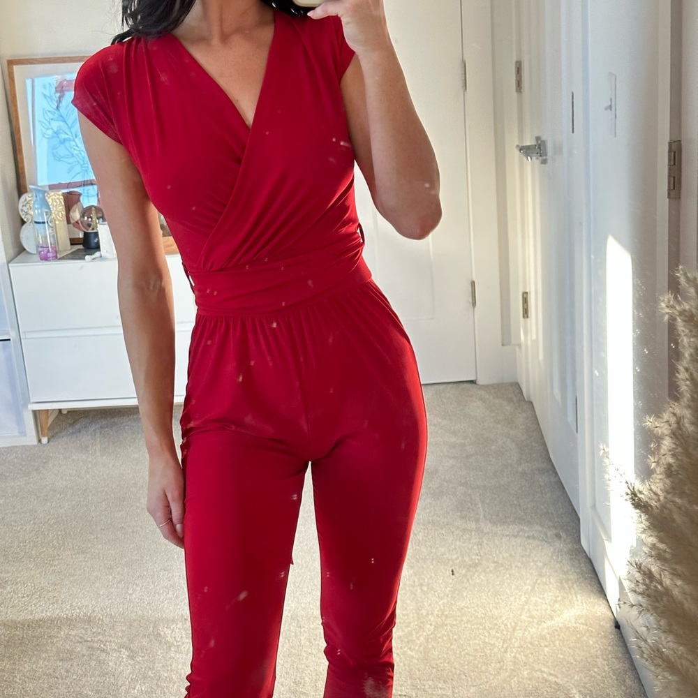 Red Jumpsuit w Tie
